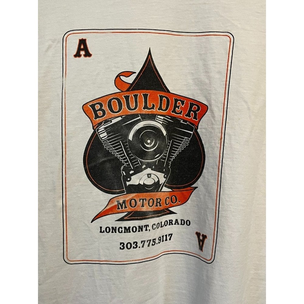 Vintage Boulder Motor Co Motorcycle Shop T-Shirt Bikers Longmont CO XXXL